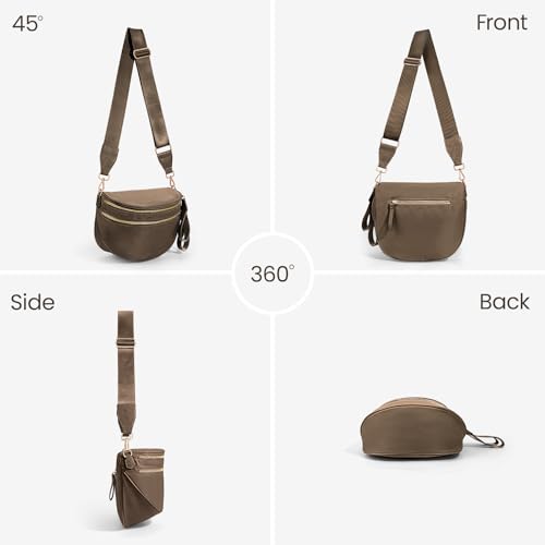 Image of hibear Checkered Crossbody Bag Spacious Bum Bags for Women Nylon Crossbody Fanny Packs Checkered Purse Belt Wallet