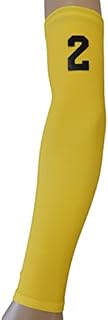SportsFarm NEW! Custom Number - Moisture Wicking Compression Arm Sleeve (Yellow, Youth Large)