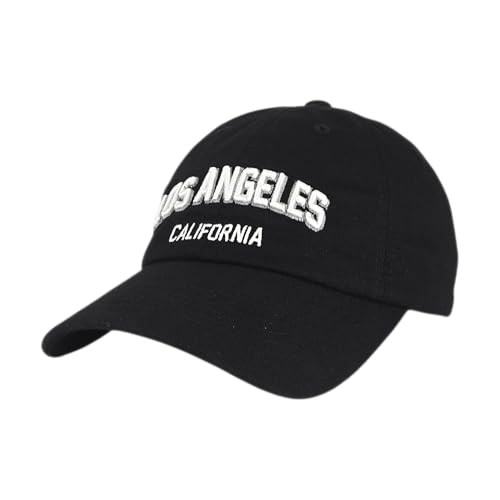 E BY ELIDAN LA California Embroidered Los Angeles 100% Cotton Baseball Cap, Adjustable Metal Buckle Strap, Unstructured Low-Profile Dad Hat for Men & Women Black White