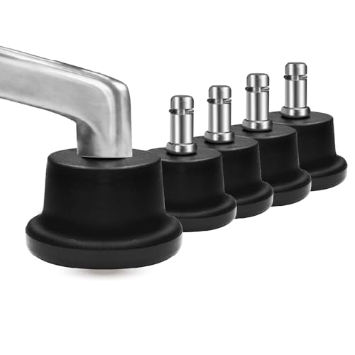 AXL Low Profile Bell Glides Replacement Office Chair Stool Swivel Caster to Fixed Stationary Castors - Set of 5 Pack (Low-Height 37mm/1.45 inch)