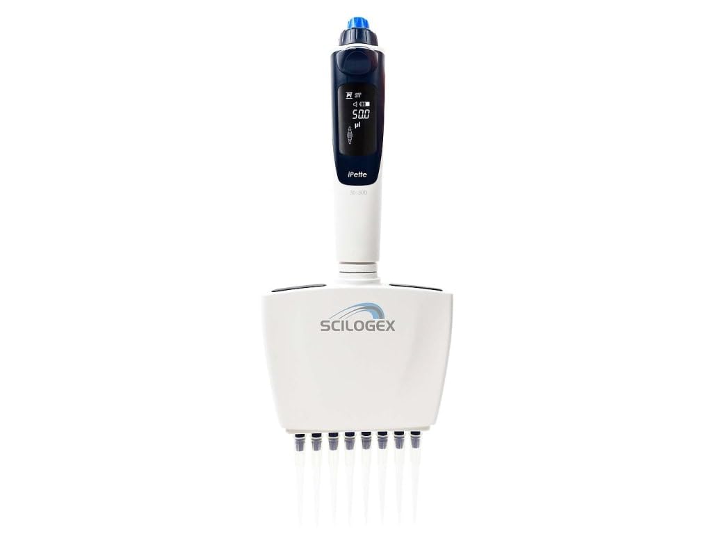 Scilogex 714112119999 - iPette Plus 8-Channel Electronic Pipettor, 0.5-10ul, 110-220V, 50/60Hz, US Plug