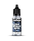 Vallejo Pintura True Metallic Metal 121-18ML STERLING SILVER, Efecto Metálico, Alto Poder de Cubrición, Acabado Suave y Homogéneo, Ideal para Pincel, Mezclable para Nuevos Tonos