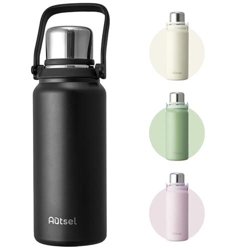 Autsel 1.5 litros Botella Térmica con Doble Aislamiento, 1500ml Botella Agua Acero Inoxidable sin BPA, para 12 Horas de Bebida Caliente y 24 Horas de Bebida Fría