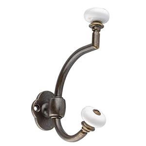 UNIQANTIQ HARDWARE SUPPLY Antique Finished with Porcelain Ball Hat and Coat Hall Tree Hook Double Hat and Coat Hook Wall Hall Tree Rack Mount Vintage Coat Hooks for Hanging Garment CH1 MA 1