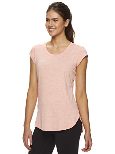 Reebok Womens Marled Jersey Basic T-Shirt, Orange, Small