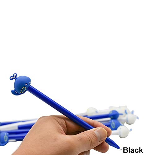 Maydahui 12 bolígrafos de tinta negra gel en forma de ballena miniatura 5