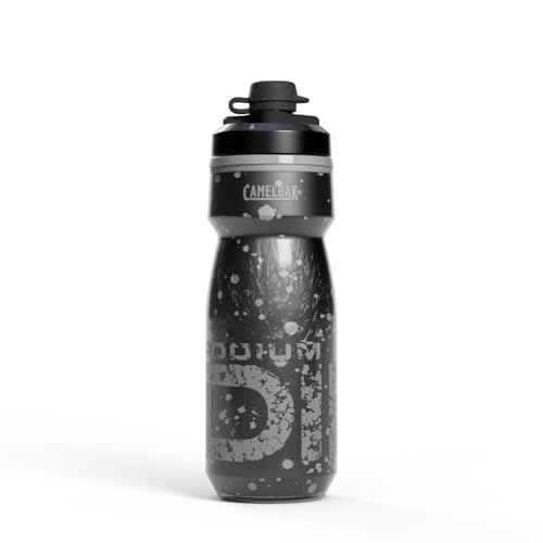 CamelBak Podium Dirt Series Chill Insulated Mountain Bike Squeeze Water Bottle Asphalt, 21oz