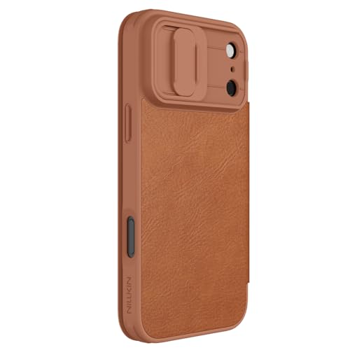 Image of PRITO Nilkin Wallet Flip Case for iPhone 17 Pro Max with Card Slot and Camera Slider, PU Leather Case Cover, All-Around Protection (Brown, iPhone 17 Pro Max)
