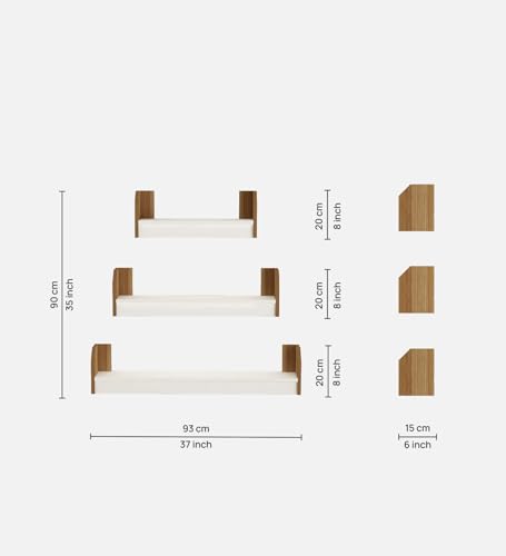 Image of REMI Multipurpose Modular Wall Racks /Shelves /Organiser /Decor Particle Board Wall Shelf (Number of Shelves - 3, Beige, White)