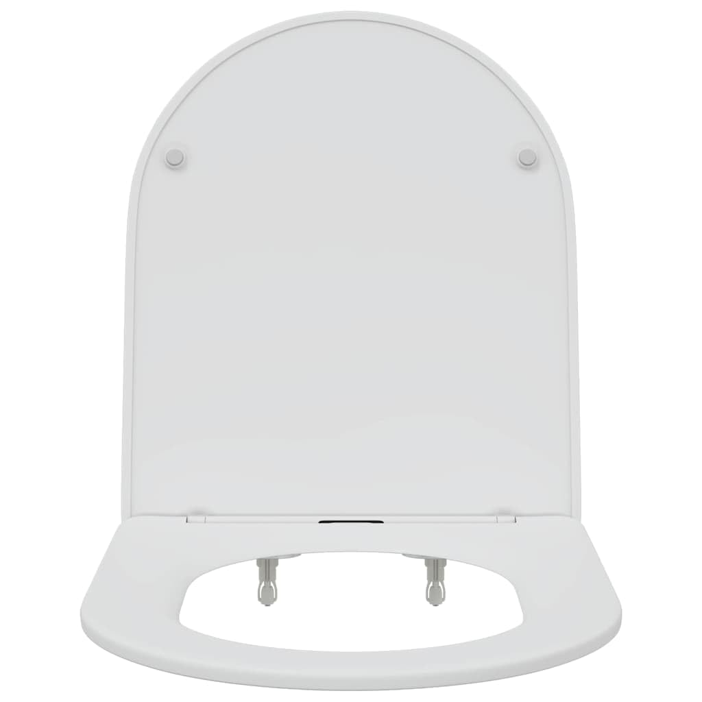 Toilettensitz Weiß aus Duroplast 47 x 36 x 3,4 cm mit Absenkautomatik WC Klodeckel Ersatz für Badezimmer, Toilettenbrille für Komfort und Montage