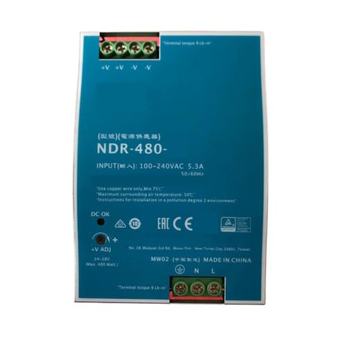 Alimentation sur Rail DIN NDR-480-24 de 480W pour installations industrielles