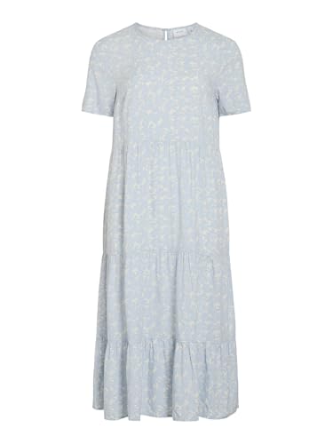 Robe midi Femme VILA Vipaddina S/S en maille fine unie à manches courtes pour le quotidien