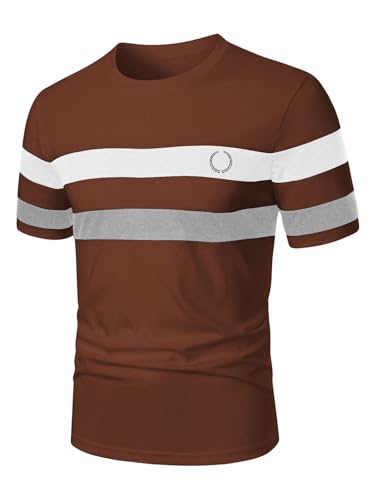 Image of RoseSeek Men's Color Block Short Sleeve Tee Shirts Casual Crewneck T Shirt Trendy Summer Tops