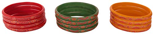 Image of NMII Premium Glass Bangle Set for Women | Multicolor Designer Kangan | Fancy Kanch ki Chudiya | 3D Transparent Chudi Set | Wedding & Festive Occasions Bangles