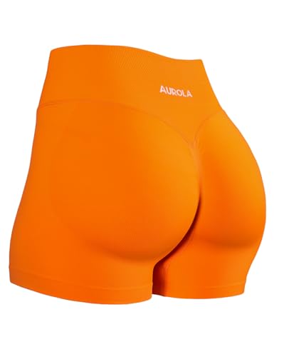 Image of AUROLA Influence Workout Shorts for Women,2.5 3.5 4.5 5.5 6.5 No Roll Up Squat Proof Scrunch Seamless Compression Gym Short