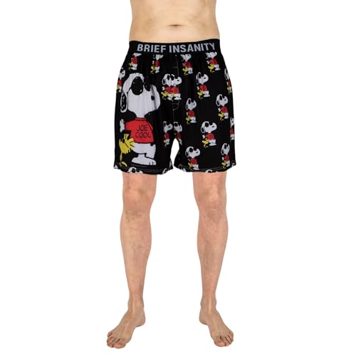 BRIEF INSANITY Snoopy Unisex Joe Cool Boxer Shorts | Peanuts Print Snoopy Boxer Shorts | Charlie Brown - Main Image