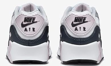 Nike Air Max 90 Big Kids' Shoes (HF6358-104, White/Pink Foam/Armory Navy/Wolf Grey) Size 6.54