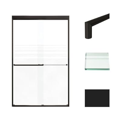 Transolid FBPT487608F-T-MB Frederick 45.75-47 in. W x 76 in. H Semi-Frameless Bypass Shower Door in Matte Black with Frosted Glass