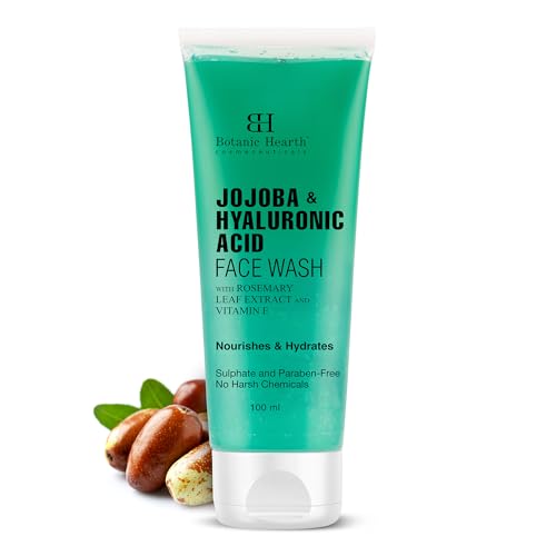 Botanic Hearth Jojoba & Hyaluronic Acid Cleanser Face Wash | Hydrating Face Wash with Vitamin E & Rosemary Leaf Extract | Nourishes & Hydrates | For Women & Men | Sulphate & Paraben Free | 100ml