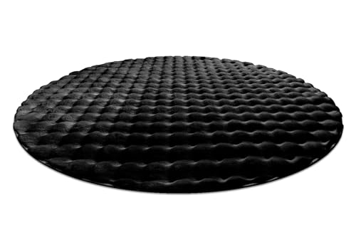 Tapis Bubble imitation fourrure de lapin 3D structuré noir