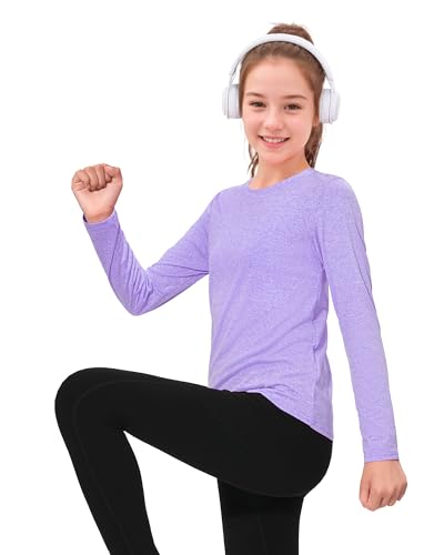 Auranso Girls Long Sleeve Shirts 3 Pack Dry-Fit Athletic Tops Active Shirts for Girls2