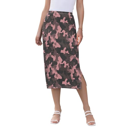 Womens Trendy Elastic Midi Half Skirt Weekend Split Beach Skirt