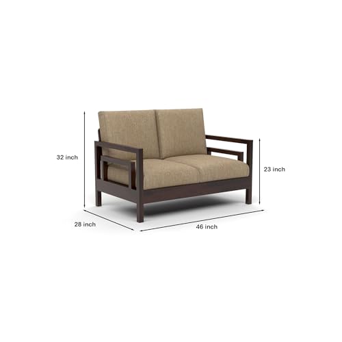 Image of Solid Sheesham Wood 2 Seater Sofa for Living Room | Premium Wooden 2 Seater Sofa Set for Office & Home Furniture Decor (Jake Walnut, 2 Seater)