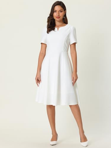 Women's Uniform Dresses with Pockets A-Line Work Church Dress2