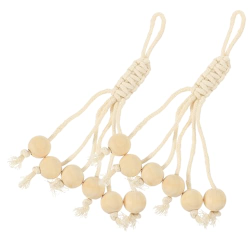 EPIGEIST Cuerda de Algodón Macramé para Colgar Plátanos 2 Piezas con Cuentas de Madera Natural, Soporte Colgante Decorativo para Cocina, Almacenamiento Práctico y Resistente