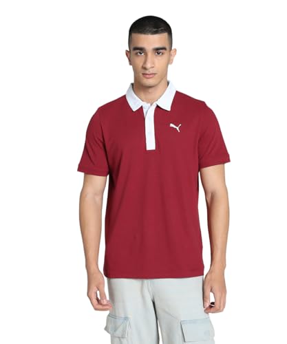 Image of Puma Men Cotton Solid Regular Fit Polo T-Shirt for Both Sporty Outings and Casual Daywear