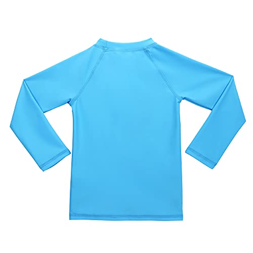Girls Upf 50+ Sun Protective Long Sleeve Rash Guard Outdoor Athletic Tops Swim Shirt, Blue 6 #TOP1