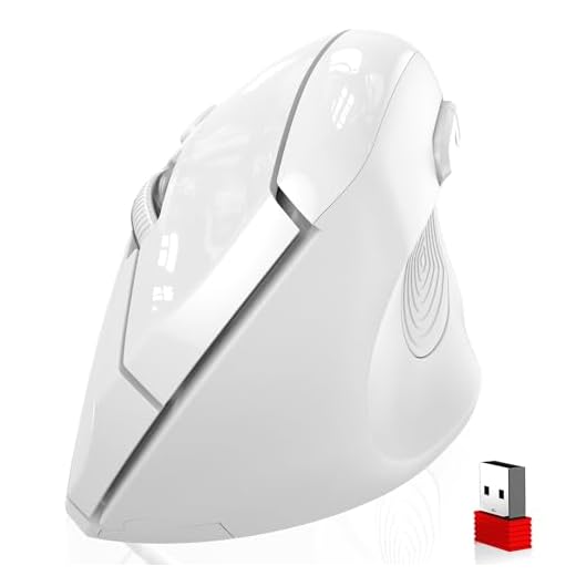memzuoix Ergonomic Wireless Mouse, 2.4G Optical Cordless, 800/1200/1600 DPI, Vertical Computer Mouse for Laptop, Mac, PC, Desktop (Right Hand, Large) - White