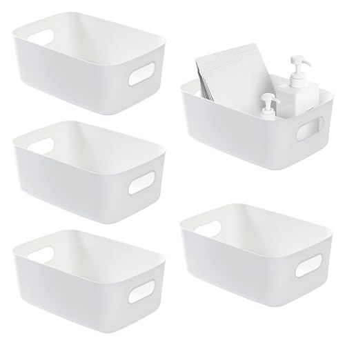 KiKiHong 5Pcs Aufbewahrungsboxen mit Griffen,Weiße...
