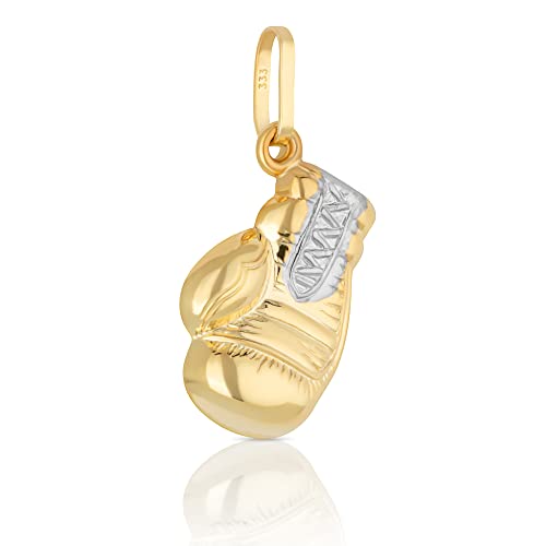 NKlaus Pendentif Gants de boxe 2 couleurs 15x10mm 333 Or jaune 8 carats poli 4851