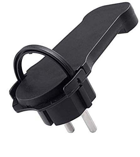 Lot de 2 prises Schuko coudées extra plates, super slim 16 A 250 V avec poignée pour câbles 3 x 1,5 mm, noir