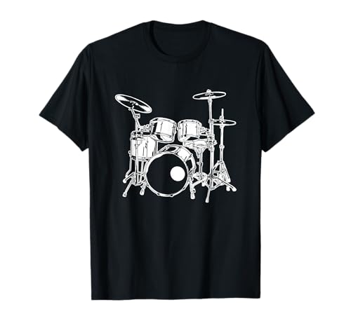 Baterista profissional bateria música rock t-shirt, Preto, S