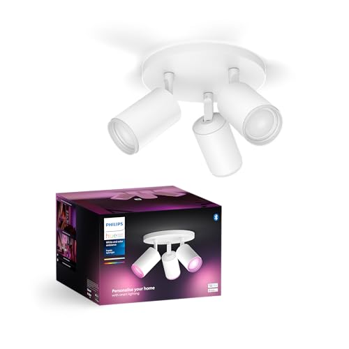 Philips Hue White & Colour Ambiance Fugato Spot 3 Bulbs, White, 3 x 350 lm, Dimmable, 16 Million Colours, Controllable via App, Compatible with Amazon Alexa (Echo, Echo Dot)