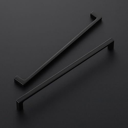 Image of Ravinte 1 Pack Solid 10 Inch Kitchen Square Cabinet Handles Matte Black Pulls Drawer Pulls Kitchen Cabinet Hardware Flat Black Handles
