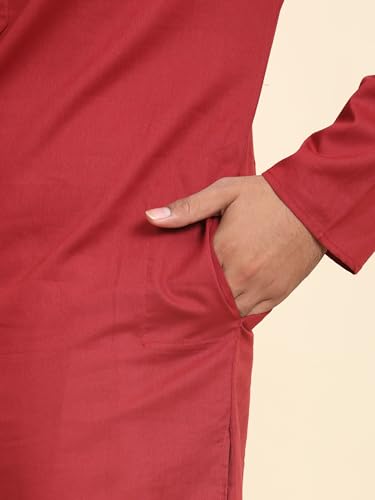 Image of Amazon Brand - Anarva Men's Cotton Solid Dress Long Kurta Regular Fit Casual