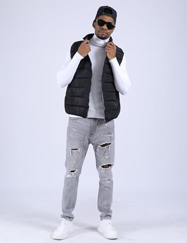UANEO Men's Thicken Classic Sleeveless Stand Collar Solid Color Side Pockets Quilted Puffer Vest Outwear4