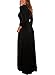 Dearlovers Women's Scoop-Neck Solid Three-Quarter-Sleeve Long Maxi Dress, Black, Small