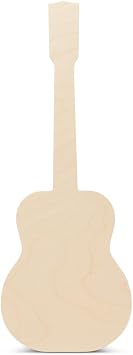 Unfinished Guitar Cutout, 17", Pack of 1 Unpainted Wood Crafts, Large Wooden Shapes for Crafts/Home Decor, by Woodpeckers