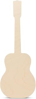 Unfinished Guitar Cutout, 17", Pack of 2 Unpainted Wood Crafts, Large Wooden Shapes for Crafts/Home Decor, by Woodpeckers