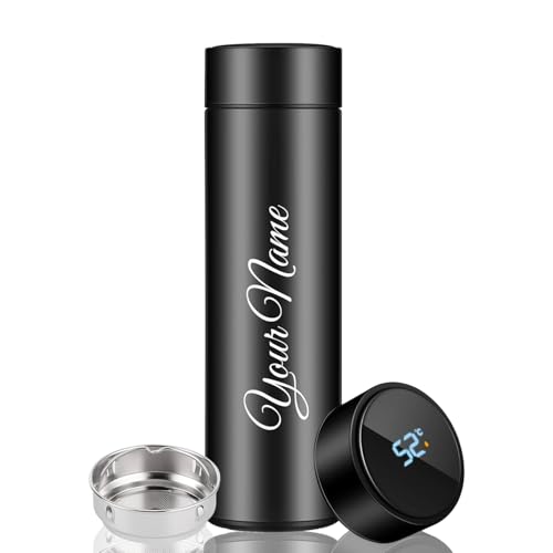 Image of CORPORATE PORIUM Your Name Printed Stainless Steel Bottle | Vacuum Insulated Bottle with Tea Filter | 500 ML | Easy to Carry | Leakproof Bottle Personalized Gift Flask | Permanent Printing (Crankle)
