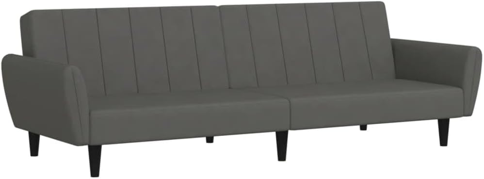 Sofa Bed Dark Grey Velvet (100% Polyester) Living Room Furniture