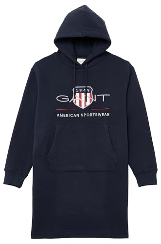 GANT Archive Shield-Sudadera con Capucha Vestido, Azul Noche, L para Mujer