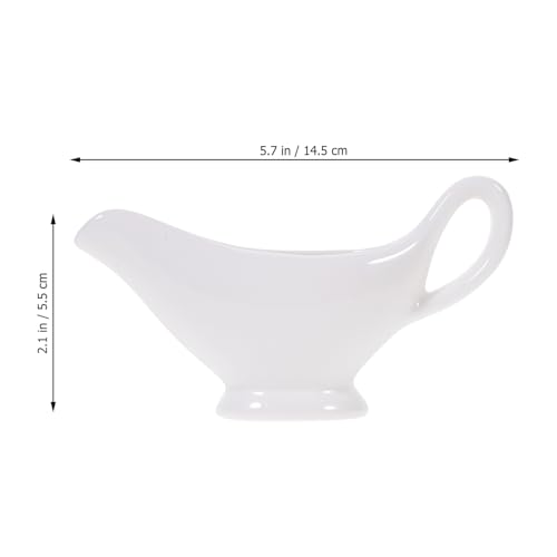 Uonlytech Ceramica Bianca Gravy Boat per Salsa da Bistecca con Beccuccio Antigoccia Contenitore Salsa per Casa e Ristorante - immagine 3