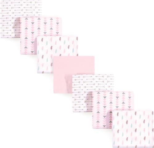 Image of Luvable Friends Unisex Baby Cotton Flannel Receiving Blankets, Girl Feathers,7 Count, One Size (Pack of 12)