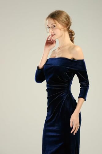 Velvet Bridesmaid Dresses Mermaid Prom Dress Off Shoulder Formal Evening Gowns for Women4