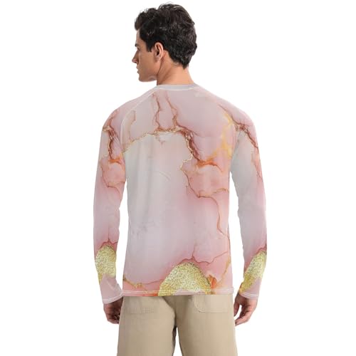 Marble Blush White Sun Protection SPF Rash Guard Shirt Slim fit Loose Mens Sun Shirts Protection Long Sleeve Summer2